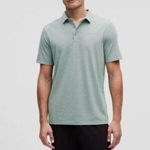 lululemon MEN evolution short-sleeve polo shirt - heat hered crater blue  NEW